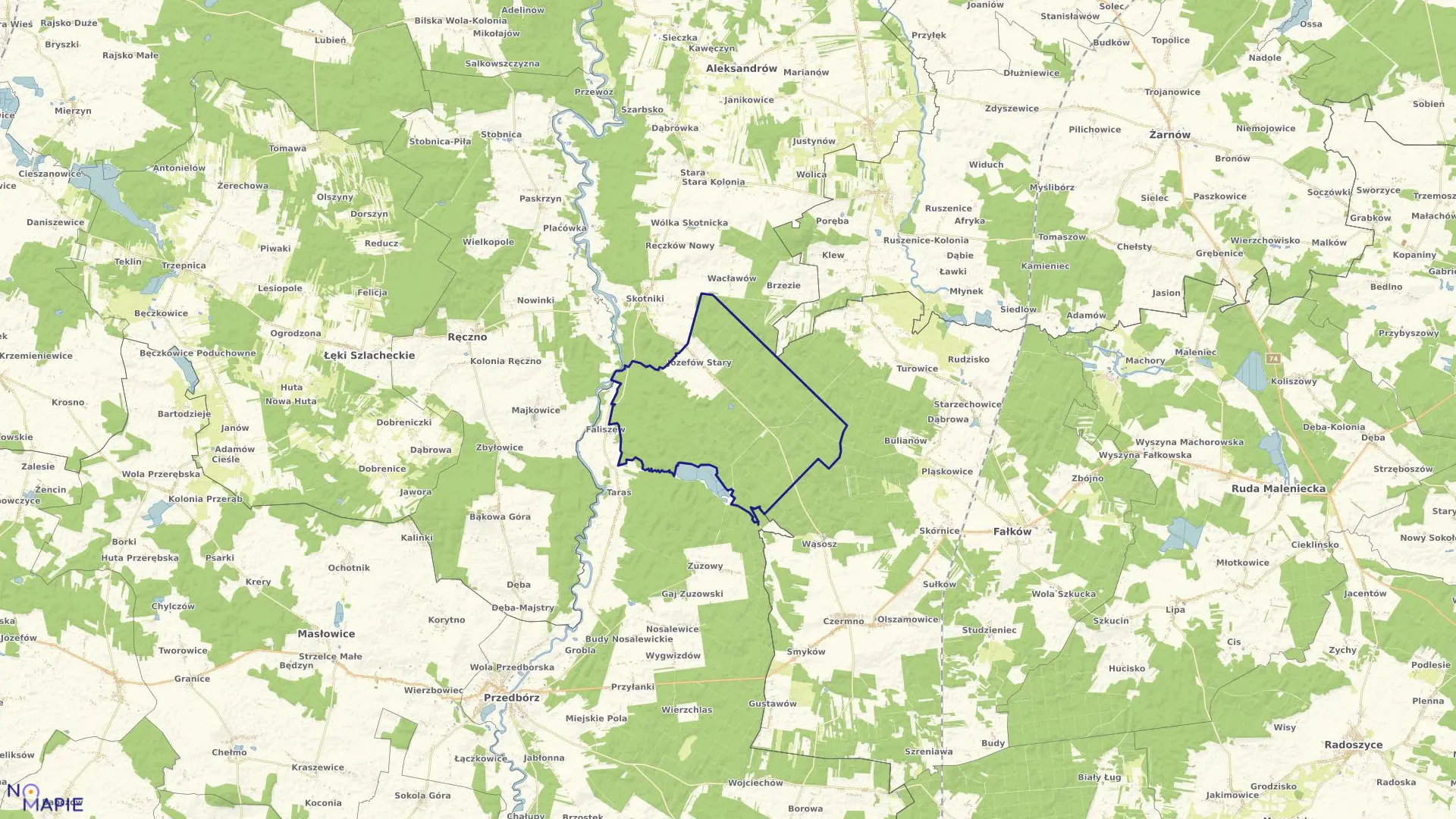 Mapa obrębu JÓZEFÓW STARY w gminie Przedbórz